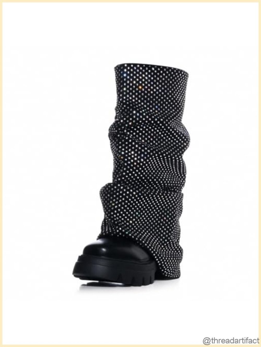 Mid Calf Platform Combat Boots Faux Leather Slouchy Fold Over Women's